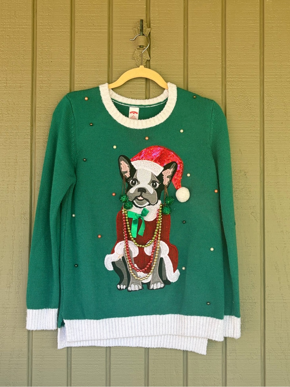 Holiday Time French Bulldog 3D Ugly Christmas Sweater M